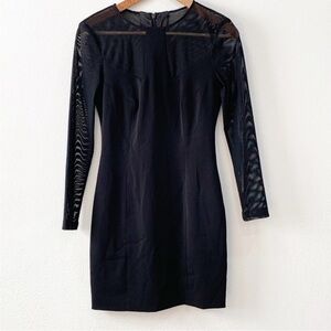 JAYGODFREY Black Mini Dress Size 2 Mesh Long Sleeves